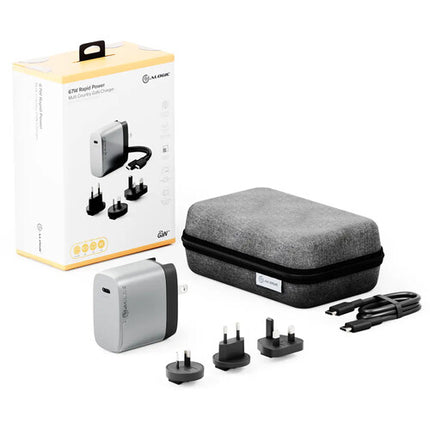 ALOGIC Rapid Power 67W GaN Kit de Carga Multi País con 4 Adaptadores