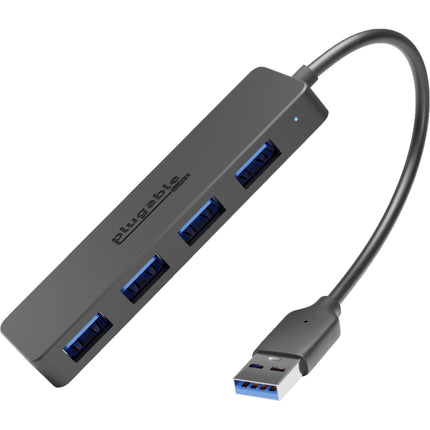 Plugable USB-C 4 Puertos Hub Negro USB 3.2 5 Gbps Velocidad