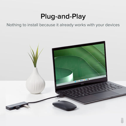 Plugable USB-C 4 Puertos Hub Negro USB 3.2 5 Gbps Velocidad