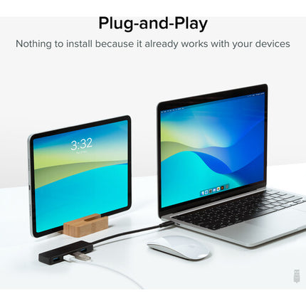 Plugable USB-C Hub de 4 Puertos USB-A Negro USB 3.2 Gen 1 5 Gb/s