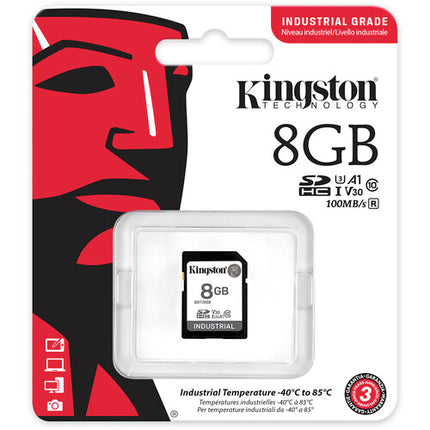 Kingston 8GB Industrial Tarjeta de Memoria SDHC UHS-I 100MBs Velocidad de Lectura
