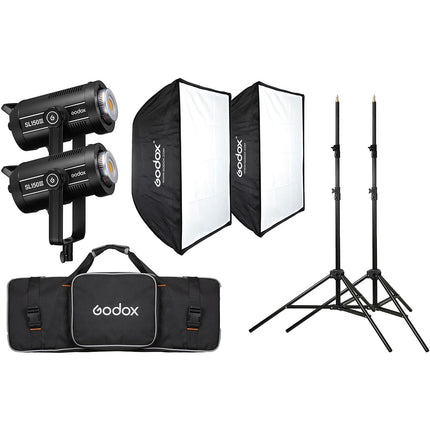 Godox SL150III LED Monolight Kit 2 Luces 5600K Softbox 6.56 ft Trípodes