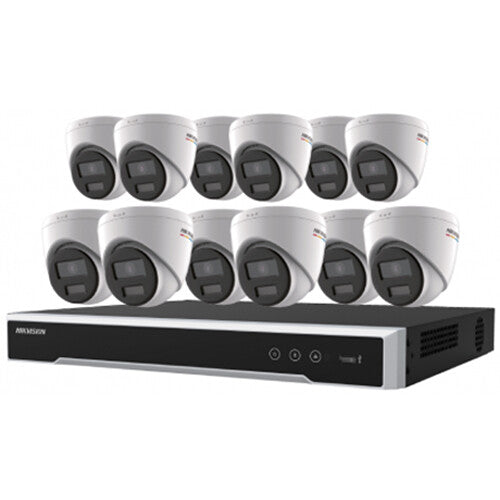 Hikvision EKI-K164T412C 16 canales NVR 8MP 4TB HDD 12 cámaras ColorVu 4MP visión nocturna