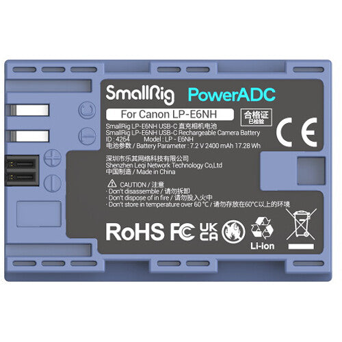 SmallRig LP-E6NH Batería USB-C 2400mAh Azul para Cámaras Canon