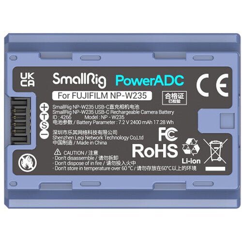 SmallRig Batería NP-W235 USB-C 2400mAh Azul para cámaras Fujifilm