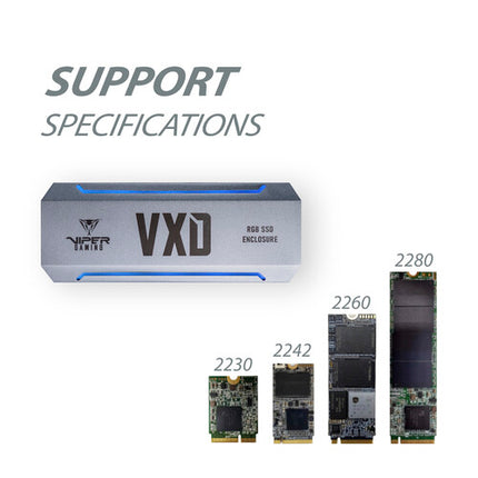 Patriot VXD Carcasa portátil RGB para disco M.2 con USB-C 3.2 Gen 2 y disipador térmico