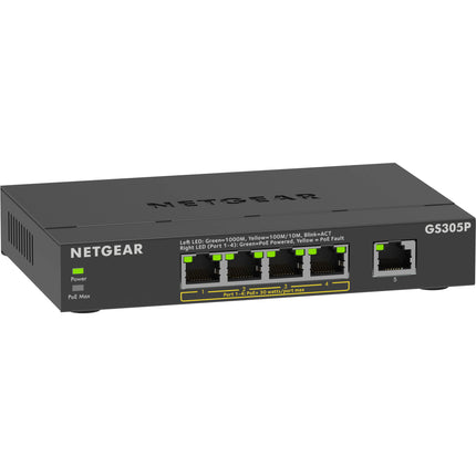 Netgear GS305P Switch 5 Puertos Gigabit 63W Conmutación No Administrada