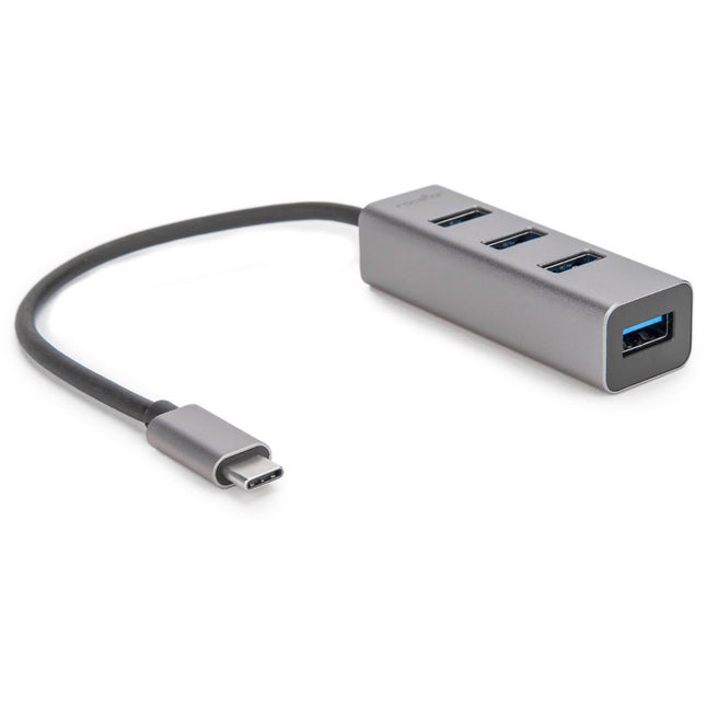 Rocstor Hub USB-C a 4 Puertos USB-A 3.0 Gris Aluminio Bus Powered