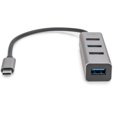 Rocstor Hub USB-C a 4 Puertos USB-A 3.0 Gris Aluminio Bus Powered