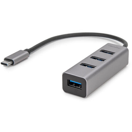 Rocstor Hub USB-C a 4 Puertos USB-A 3.0 Gris Aluminio Bus Powered