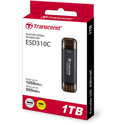 Transcend 1TB ESD310 SSD portátil USB 3.2 Gen 2 1050 MB/s negro