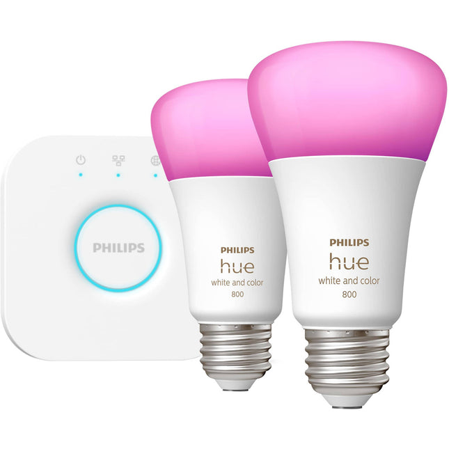 Philips Hue Kit Inicio E26 2 Bombillas 800 Lúmenes Puente Integrado