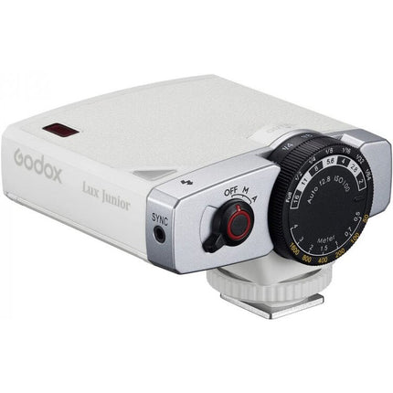 Godox Lux Junior Flash para Cámara Retro Blanco Potencia GN 39.4 y Cobertura 28 mm