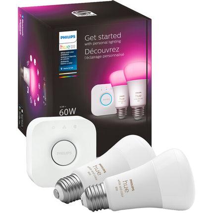 Philips Hue Kit Inicio E26 2 Bombillas 800 Lúmenes Puente Integrado