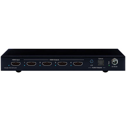 Key Digital 1x4 Distribuidor HDMI 4K60 con De-Embedding de Audio y Down Conversion 1080p