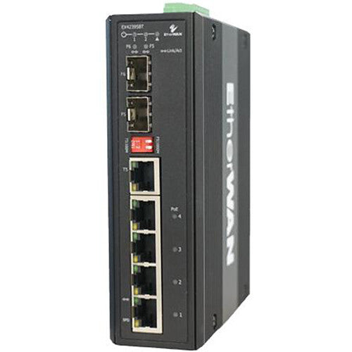 EtherWAN EX42395BT Switch Gigabit PoE Industrial 6 Puertos 90W DIN-Rail