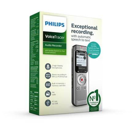 Philips DVT2015 Grabadora de Audio con 8GB Memoria y Micrófonos Estéreo