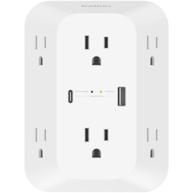 Belkin SurgePlus Protector de Sobretensión 6 Enchufes 1680J USB-A y USB-C