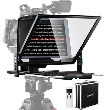 Neewer X17 Teleprompter Profesional Control Remoto Rango 13 Pulgadas Maletín Rigido