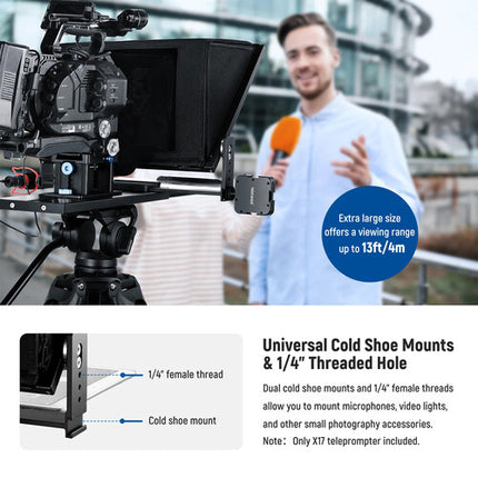 Neewer X17 Teleprompter Profesional Control Remoto Rango 13 Pulgadas Maletín Rigido