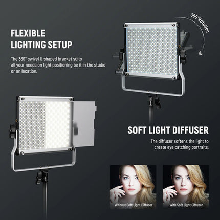 Neewer Upgraded 660 PRO II RGB Panel LED Kit Doble 660 Lux 9x8" 6.6' Soportes