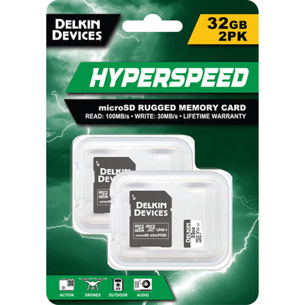 Delkin Devices microSDHC 32GB UHS-I Clase 10 V30 2-Pack con Adaptador SD