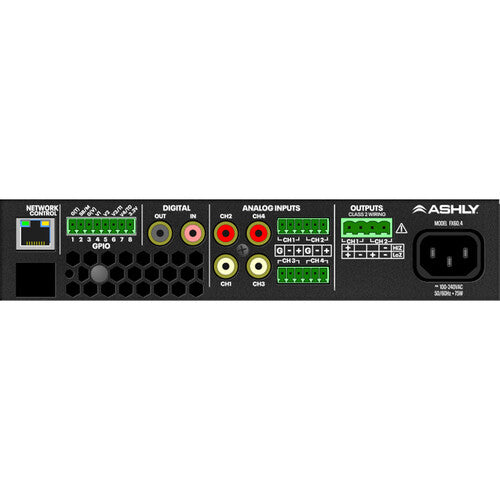 Ashly FX125.2 Amplificador de Red Instalación Multipropósito con DSP 125W 1RU 1/2 Rack