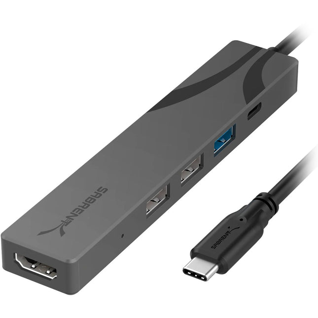 Sabrent 4 en 1 Hub USB-C Multi Puerto 90W PD 4K 60 Hz Gris