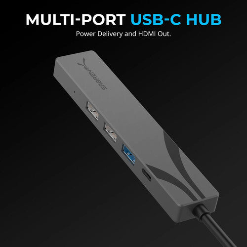 Sabrent 4 en 1 Hub USB-C Multi Puerto 90W PD 4K 60 Hz Gris