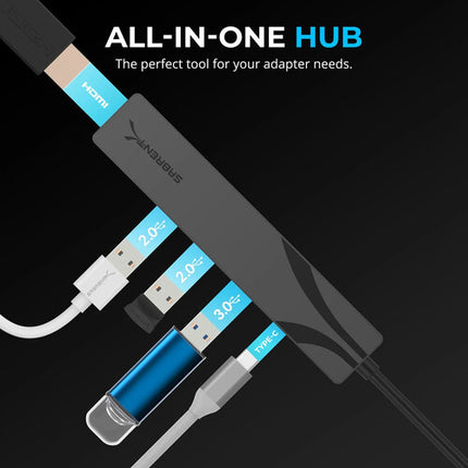 Sabrent 4 en 1 Hub USB-C Multi Puerto 90W PD 4K 60 Hz Gris