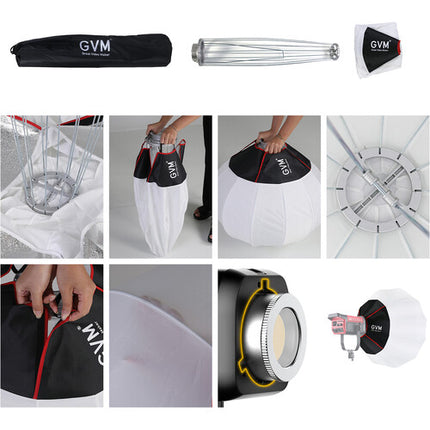 GVM Lantern Softbox Luz Suave 26 Pulgadas Diámetro Omnidireccional