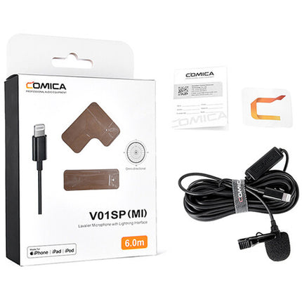 Micrófono Lavalier Omnidireccional Comica Audio CVM-V01SP(MI) con conector Lightning y cable de 4.5 m