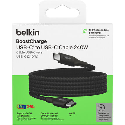 Belkin BoostCharge Cable USB-C 240W 2.0 Interfaz Nylon 2 años garantía