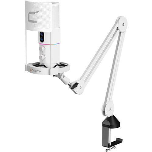 Comica Audio STA-U2A Micrófono USB Condensador 25mm Kit Blanco Boom Arm Shockmount Pop Filter