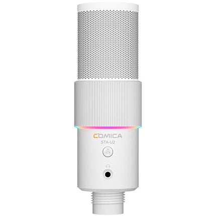 Comica Audio STA-U2A Micrófono USB Condensador 25mm Kit Blanco Boom Arm Shockmount Pop Filter