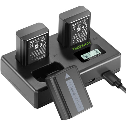 Neewer NP-FW50 Kit Cargador y 3 Baterías Recargables 1100mAh para cámaras Sony