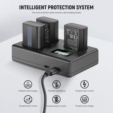 Neewer NP-FW50 Kit Cargador y 3 Baterías Recargables 1100mAh para cámaras Sony