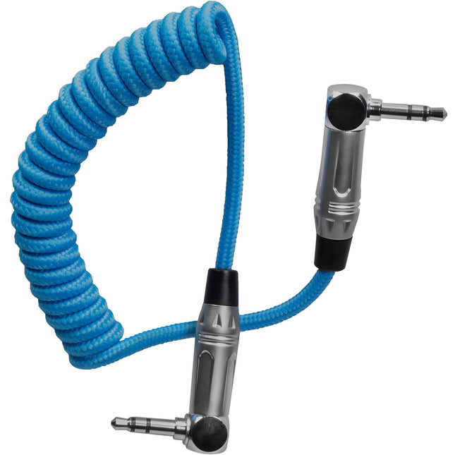 Kondor Blue Cable de Audio Estéreo TRS 3.5mm Ángulo Recto 12 a 24 pulgadas Nylon