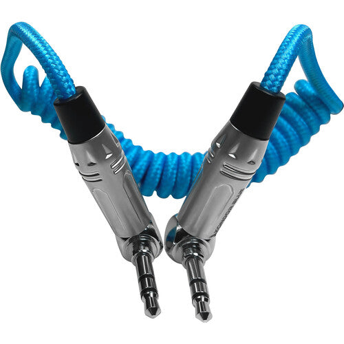 Kondor Blue Cable de Audio Estéreo TRS 3.5mm Ángulo Recto 12 a 24 pulgadas Nylon