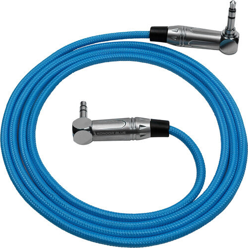 Kondor Blue Cable de Audio Estéreo TRS 3.5mm ángulo derecho 48 pulgadas nylon trenzado