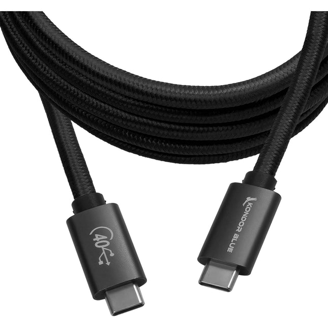 Kondor Blue Cable USB-C 6 Pies Negro 40 Gb/s 5A 100W