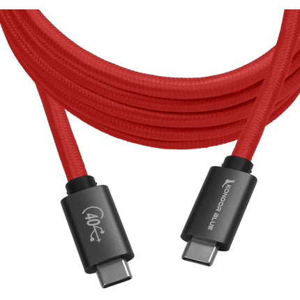 Kondor Blue Cable USB-C Rojo Cardinal 6 Pies 40 Gb/s 100W