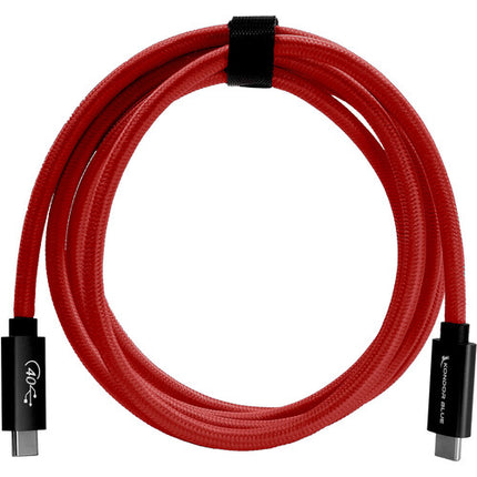 Kondor Blue Cable USB-C Rojo Cardinal 6 Pies 40 Gb/s 100W