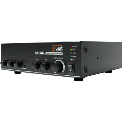 Quest Commercial M120 Amplificador y Mezclador 120W Control 2-Bandas Phantom Power