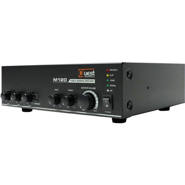 Quest Commercial M120 Amplificador y Mezclador 120W Control 2-Bandas Phantom Power