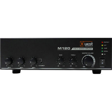 Quest Commercial M120 Amplificador y Mezclador 120W Control 2-Bandas Phantom Power