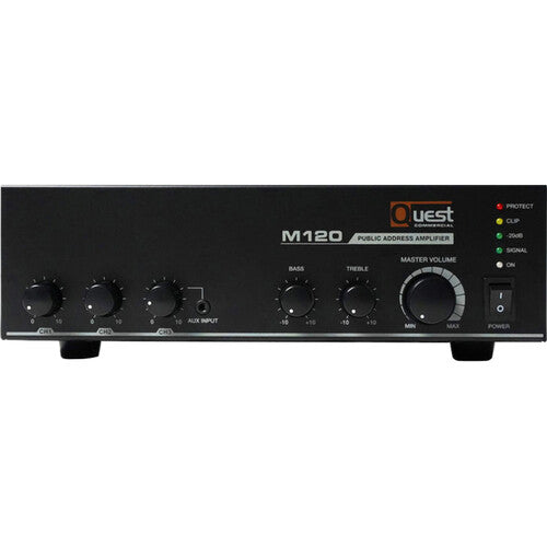 Quest Commercial M120 Amplificador y Mezclador 120W Control 2-Bandas Phantom Power
