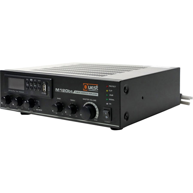 Quest Commercial M120BT Amplificador Mezclador 120W Bluetooth 3 Canales EQ