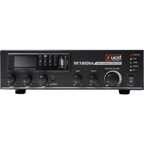 Quest Commercial M120BT Amplificador Mezclador 120W Bluetooth 3 Canales EQ