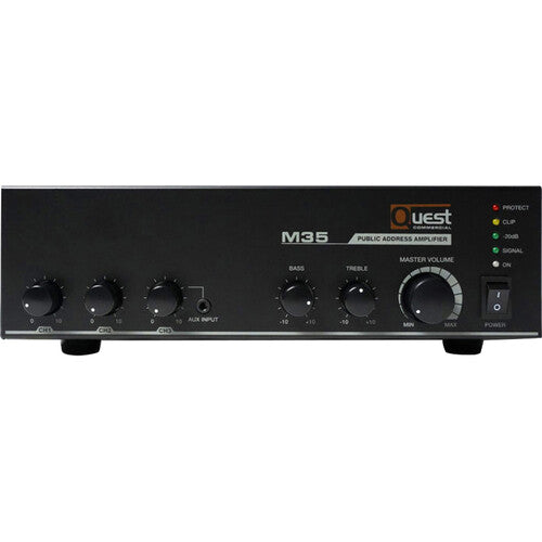 Quest Commercial M35 Amplificador y Mezclador Compacto 35W 3 Canales Phantom Power